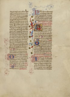 Initial E: Saint Stephen; Master of the Brussels Initials, Italian, active about 1389 - 1410, Bologna, Emilia-Romagna, Italy