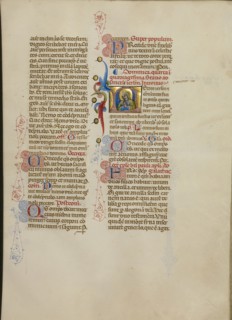 Initial L: The Virgin in Prayer; Master of the Brussels Initials, Italian, active about 1389 - 1410, Bologna, Emilia-Romagna