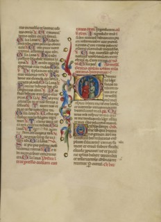 Initial D: Two Children Carrying Palm Branches; Master of the Brussels Initials, Italian, active about 1389 - 1410, Bologna