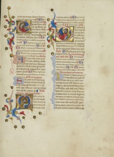 Initial E: Saint Lucy; Initial M: Saint Thomas; Initial D: Saint Thomas Preaching; Master of the Brussels Initials, Italian