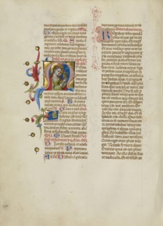 Initial M: Mary Magdalene; Master of the Brussels Initials, Italian, active about 1389 - 1410, Bologna, Emilia-Romagna, Italy