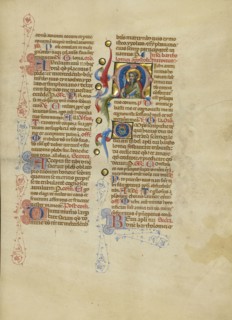Initial M: Saint Bartholomew; Master of the Brussels Initials, Italian, active about 1389 - 1410, Bologna, Emilia-Romagna