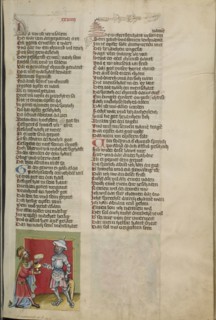 The Blessing of Melchizedek; Regensburg, Bavaria, Germany; about 1400 - 1410; Tempera colors, gold, silver paint, and ink