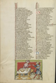 Jacob Obtaining Esau's Birthright; Regensburg, Bavaria, Germany; about 1400 - 1410; Tempera colors, gold, silver paint, and ink