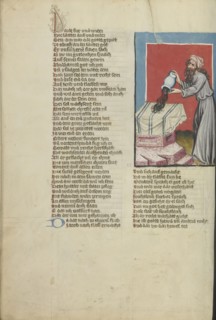 Jacob Consecrating Bethel; Regensburg, Bavaria, Germany; about 1400 - 1410; Tempera colors, gold, silver paint, and ink