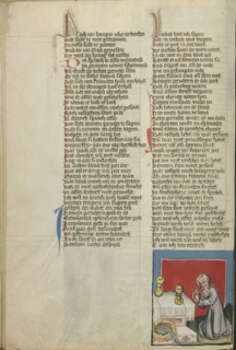 Jacob's Sacrifice; Regensburg, Bavaria, Germany; about 1400 - 1410; Tempera colors, gold, silver paint, and ink on parchment