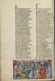 The Casting of the Golden Calf; The Dance around the Golden Calf; Regensburg, Bavaria, Germany; about 1400 - 1410; Tempera