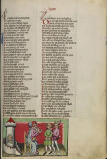 The Punishment of a Heretic; Regensburg, Bavaria, Germany; about 1400 - 1410; Tempera colors, gold, silver paint, and ink