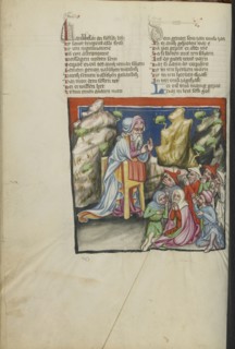 Moses's Last Prophecies; Regensburg, Bavaria, Germany; about 1400 - 1410; Tempera colors, gold, silver paint, and ink