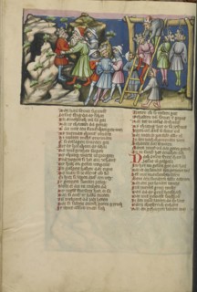 The Hanging of the Five Kings; Regensburg, Bavaria, Germany; about 1400 - 1410; Tempera colors, gold, silver paint, and ink
