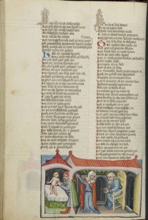 The Presentation of Samuel in the Temple; Regensburg, Bavaria, Germany; about 1400 - 1410; Tempera colors, gold, silver paint