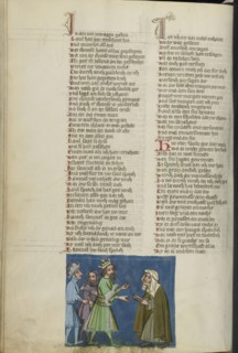Saul and the Witch of Endor; Regensburg, Bavaria, Germany; about 1400 - 1410; Tempera colors, gold, silver paint, and ink
