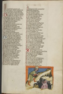 Daniel's Rescue from the Lions' Den; Regensburg, Bavaria, Germany; about 1400 - 1410; Tempera colors, gold, silver paint