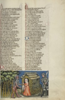 Nebuchadnezzar is Given Hospitality by a Family of Charcoal-Burners; Regensburg, Bavaria, Germany; about 1400 - 1410; Tempera