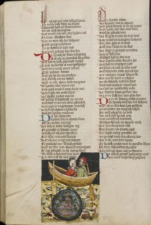 Alexander the Great under Water; Regensburg, Bavaria, Germany; about 1400 - 1410; Tempera colors, gold, silver paint, and ink