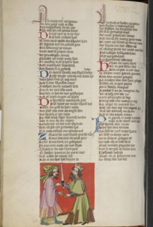 Nero Ordering his Son the Toad to Be Killed; Regensburg, Bavaria, Germany; about 1400 - 1410; Tempera colors, gold, silver paint