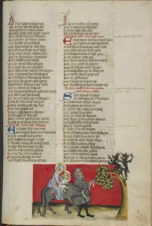 Jesus Expelling the Devil from a Tree; Regensburg, Bavaria, Germany; about 1400 - 1410; Tempera colors, gold, silver paint