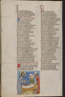 Christ Raising a Dead Man; Regensburg, Bavaria, Germany; about 1400 - 1410; Tempera colors, gold, silver paint, and ink