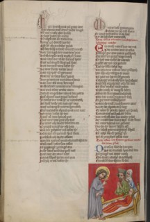 The Raising of Jairus's Daughter; Regensburg, Bavaria, Germany; about 1400 - 1410; Tempera colors, gold, silver paint, and ink