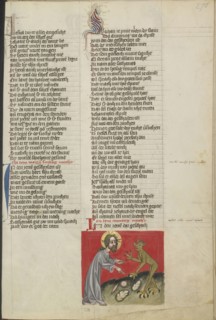The Temptation of Christ; Regensburg, Bavaria, Germany; about 1400 - 1410; Tempera colors, gold, silver paint, and ink
