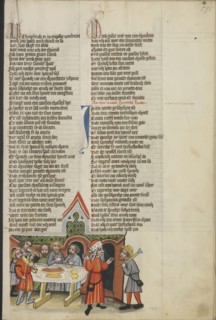 The Return of the Prodigal Son; Regensburg, Bavaria, Germany; about 1400 - 1410; Tempera colors, gold, silver paint, and ink