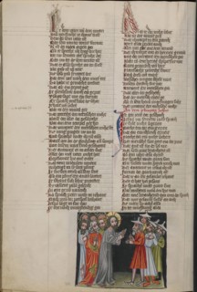 Christ and his Apostles before the People; Regensburg, Bavaria, Germany; about 1400 - 1410; Tempera colors, gold, silver paint
