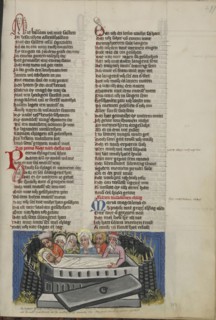 The Entombment; Regensburg, Bavaria, Germany; about 1400 - 1410; Tempera colors, gold, silver paint, and ink on parchment; Leaf