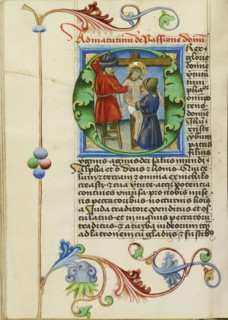 Initial O: The Deposition; Workshop of Valentine Noh, Bohemian, active 1470s, Prague, Bohemia, Czech Republic; about 1470