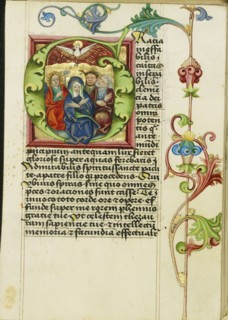 Initial G: Pentecost; Workshop of Valentine Noh, Bohemian, active 1470s, Prague, Bohemia, Czech Republic; about 1470 - 1480