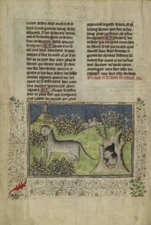 Wildcats; Brittany, France; about 1430 - 1440; Tempera colors, gold paint, silver paint, and gold leaf on parchment; Leaf: 26.4