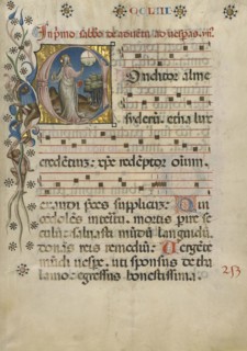 Initial C: The Creation of the World; Northeastern Italy, Italy; about 1420; Tempera colors, gold leaf, and ink on parchment