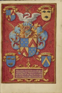 Arms of Lois de la Fontaine; Bruges, Belgium; about 1480 - 1485 ?; Tempera colors and gold on parchment; Leaf: 20.5 x 14.8 cm