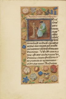 Initial I: Saint Matthew; Master of the Dresden Prayer Book or workshop, Flemish, active about 1480 - 1515, Bruges, Belgium