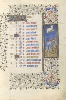A Man Pruning Vines; Workshop of the Rohan Master, French, active about 1410 - 1440, Paris, France; about 1415 - 1420; Tempera
