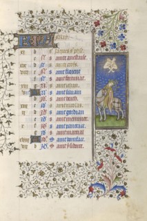A Horseman; Workshop of the Rohan Master, French, active about 1410 - 1440, Paris, France; about 1415 - 1420; Tempera colors