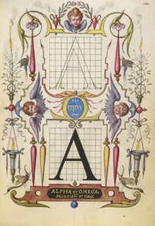 Guide for Constructing the Letter A; Joris Hoefnagel, Flemish , Hungarian, 1542 - 1600, Vienna, Austria; about 1591 - 1596