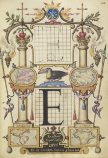 Guide for Constructing the Letter E; Joris Hoefnagel, Flemish , Hungarian, 1542 - 1600, Vienna, Austria; about 1591 - 1596