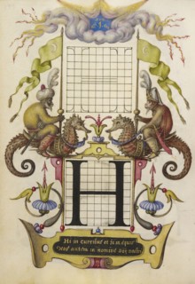 Guide for Constructing the Letter H; Joris Hoefnagel, Flemish , Hungarian, 1542 - 1600, Vienna, Austria; about 1591 - 1596