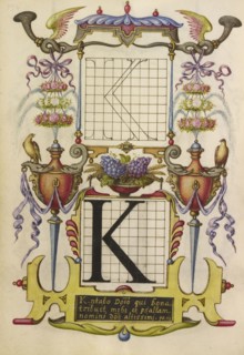Guide for Constructing the Letter K; Joris Hoefnagel, Flemish , Hungarian, 1542 - 1600, Vienna, Austria; about 1591 - 1596