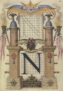 Guide for Constructing the Letter N; Joris Hoefnagel, Flemish , Hungarian, 1542 - 1600, Vienna, Austria; about 1591 - 1596