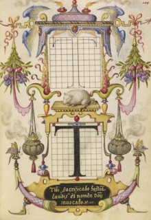 Guide for Constructing the Letter T; Joris Hoefnagel, Flemish , Hungarian, 1542 - 1600, Vienna, Austria; about 1591 - 1596