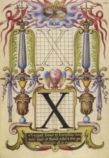 Guide for Constructing the Letter X; Joris Hoefnagel, Flemish , Hungarian, 1542 - 1600, Vienna, Austria; about 1591 - 1596