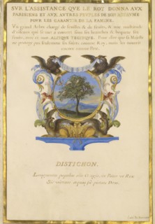Escutcheon with a Landscape; Jacques Bailly, French, 1634 - 1679, Paris, France; about 1663 - 1668; Gouache and gold