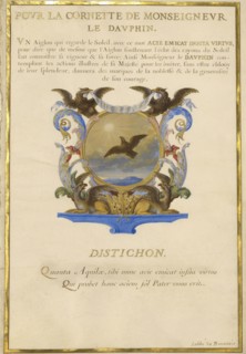 Escutcheon with an Eagle; Jacques Bailly, French, 1634 - 1679, Paris, France; about 1663 - 1668; Gouache, gold, and ink