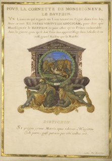 Escutcheon with a Lion Attacking a Cheetah; Jacques Bailly, French, 1634 - 1679, Paris, France; about 1663 - 1668; Gouache