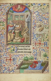 David in Prayer; Dunois Master, French, active Paris, France until 1463, Paris, France; 1455; Tempera colors, gold paint, gold