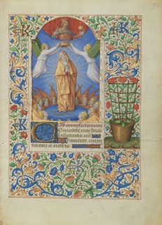 The Coronation of the Virgin; Jean Bourdichon, French, 1457 - 1521, Tours, France; about 1480–1485; Tempera colors, gold