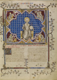Christ in Majesty and the Four Evangelists with Their Symbols; Master of Jean de Mandeville, French, active 1350 - 1370, Paris