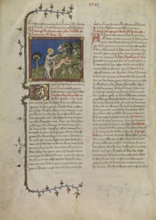The Creation of Adam; Master of Jean de Mandeville, French, active 1350 - 1370, Paris, France; about 1360 - 1370; Tempera