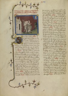 Abraham, Sarah, and Lot; Master of Jean de Mandeville, French, active 1350 - 1370, Paris, France; about 1360 - 1370; Tempera